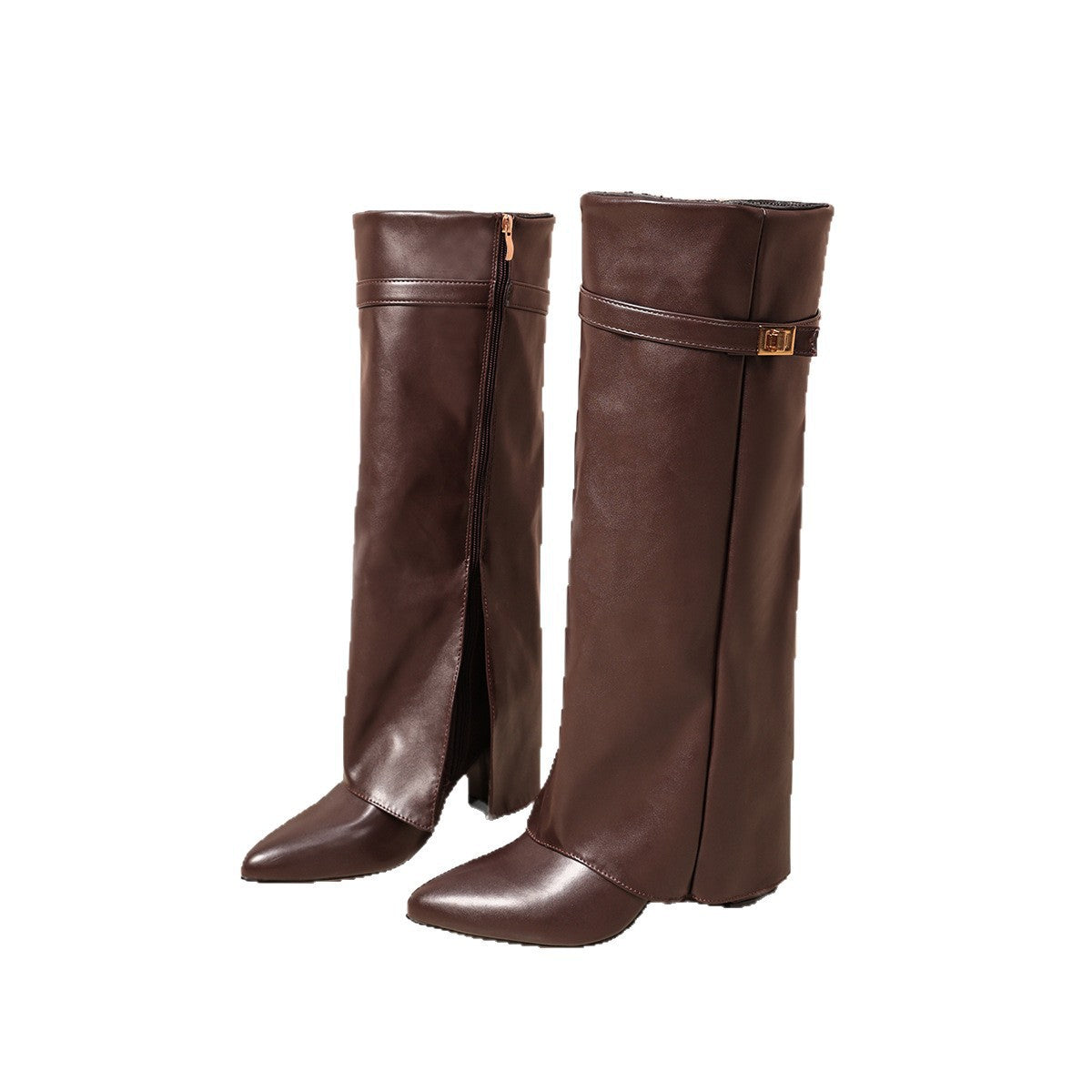 Chunky-Heel Boots mit Metallschnallen