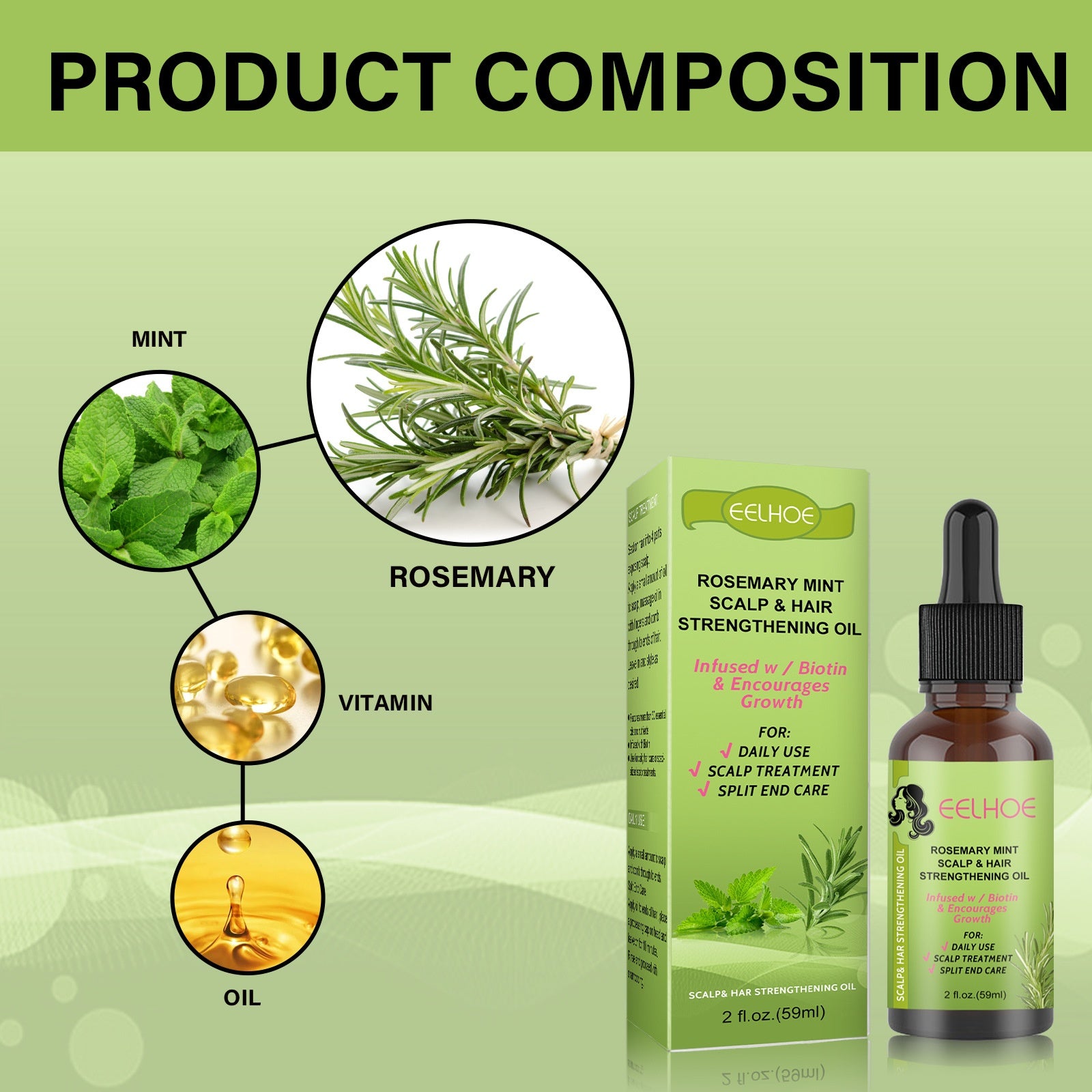 Rosmarin Minze Haarwuchs-Fluid & Kopfhautmassage – Ansicht 2
