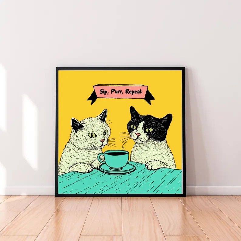 Gerahmtes Wandbild mit Katzenmotiv – Bild 8 | LuxeStyle