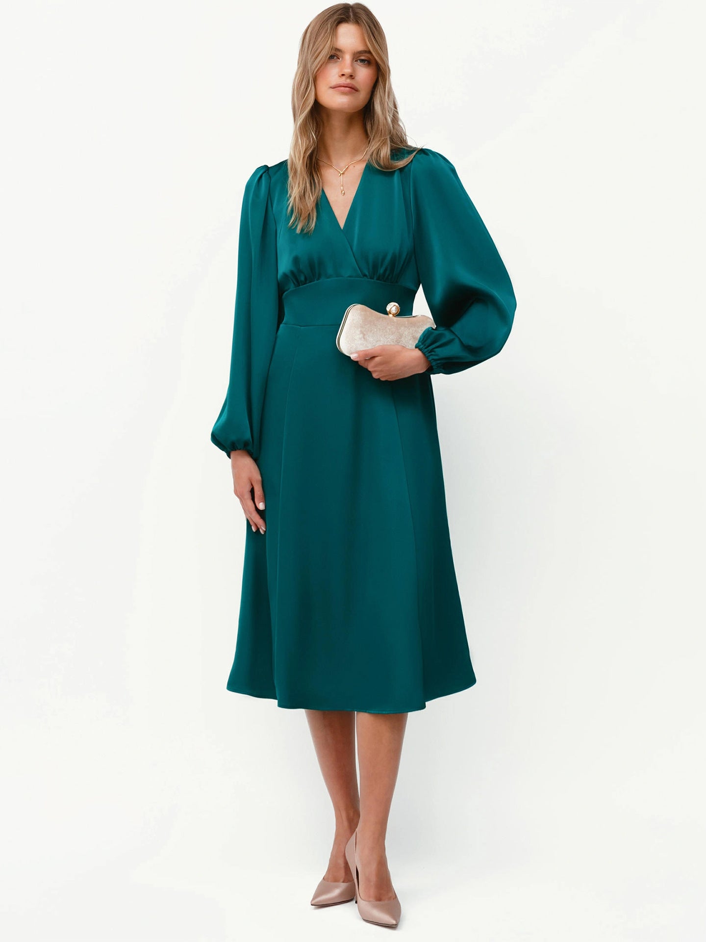 Damen Kleid mit Puffärmeln und Taillierung