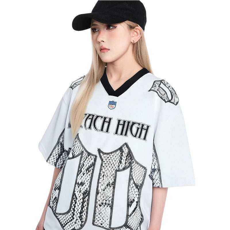 Mesh T-Shirt mit Schlangenhaut-Design