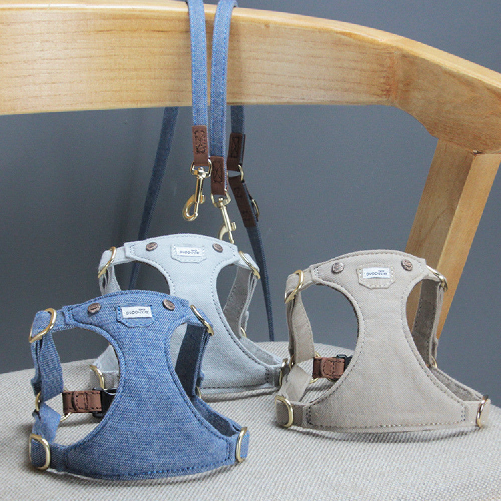 Verstellbares Denim-Hundegeschirr für kleine Hunde – Bild 6 | LuxeStyle