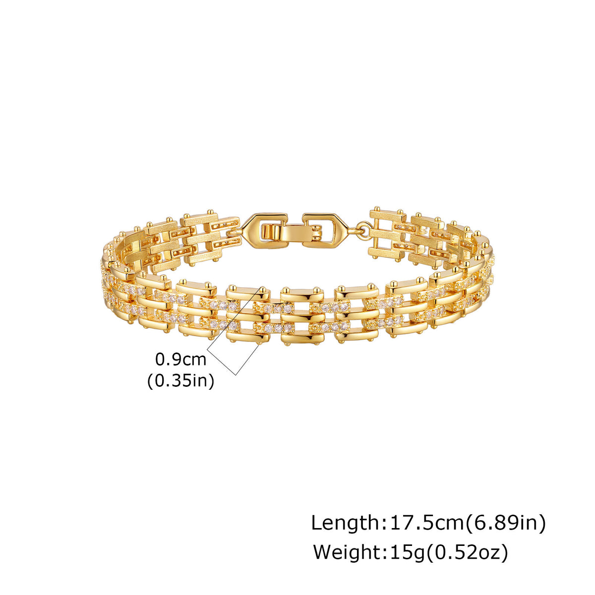 Kupfer Armband mit Zirkonia, Goldfarben – Bild 7 | LuxeStyle