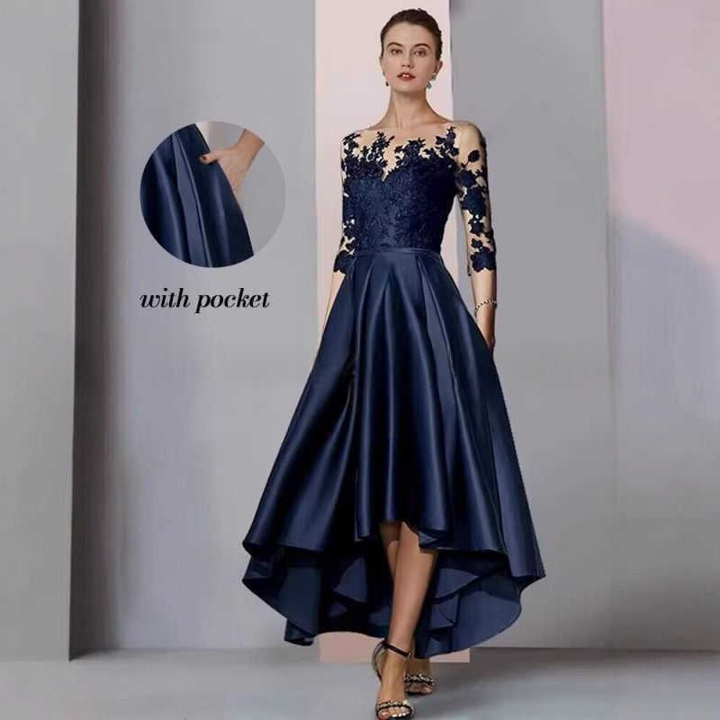 Elegantes Spitzen-Abendkleid mit halbem Arm – Bild 3 | LuxeStyle