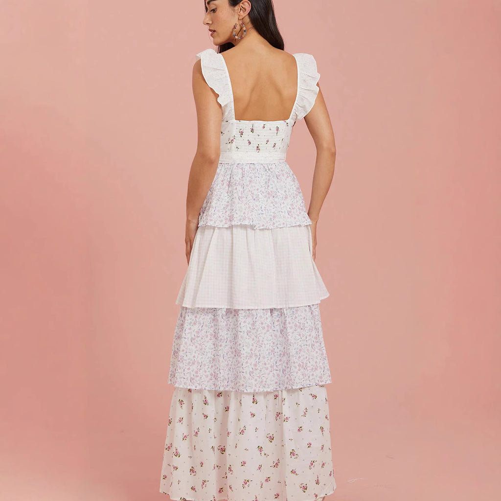 Geblümtes, rückenfreies V-Ausschnitt-Kleid – Bild 4 | LuxeStyle