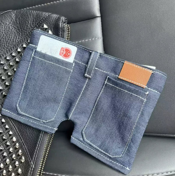 Jeans-Geldbörse faltbar blau grau – Bild 5 | LuxeStyle