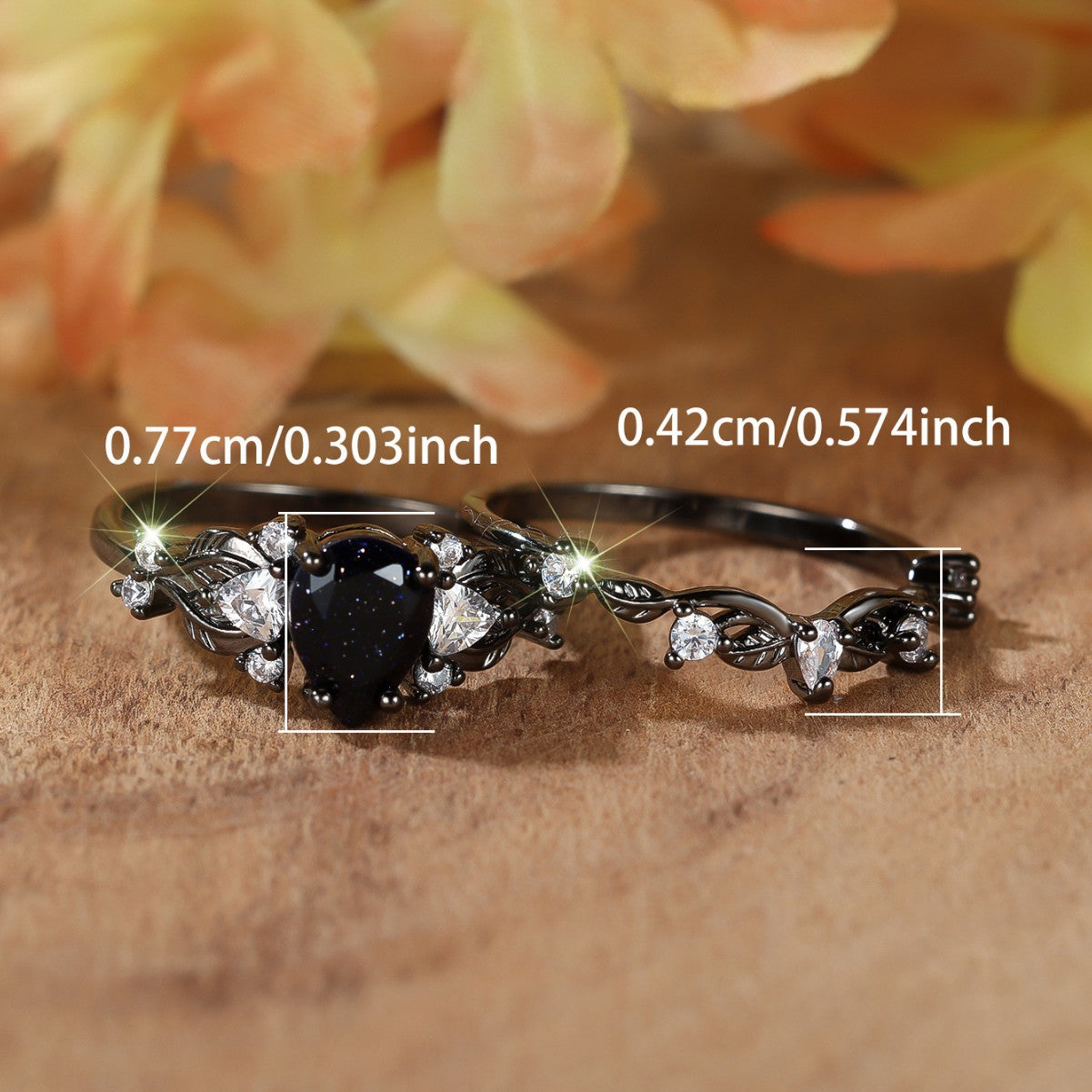 Wassertropfen-Ring mit Blaumondstein & Diamant-Akzenten