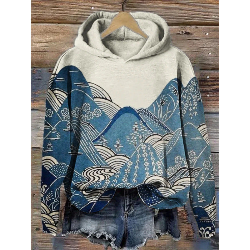 Damen Kapuzenpullover mit Blumenprint