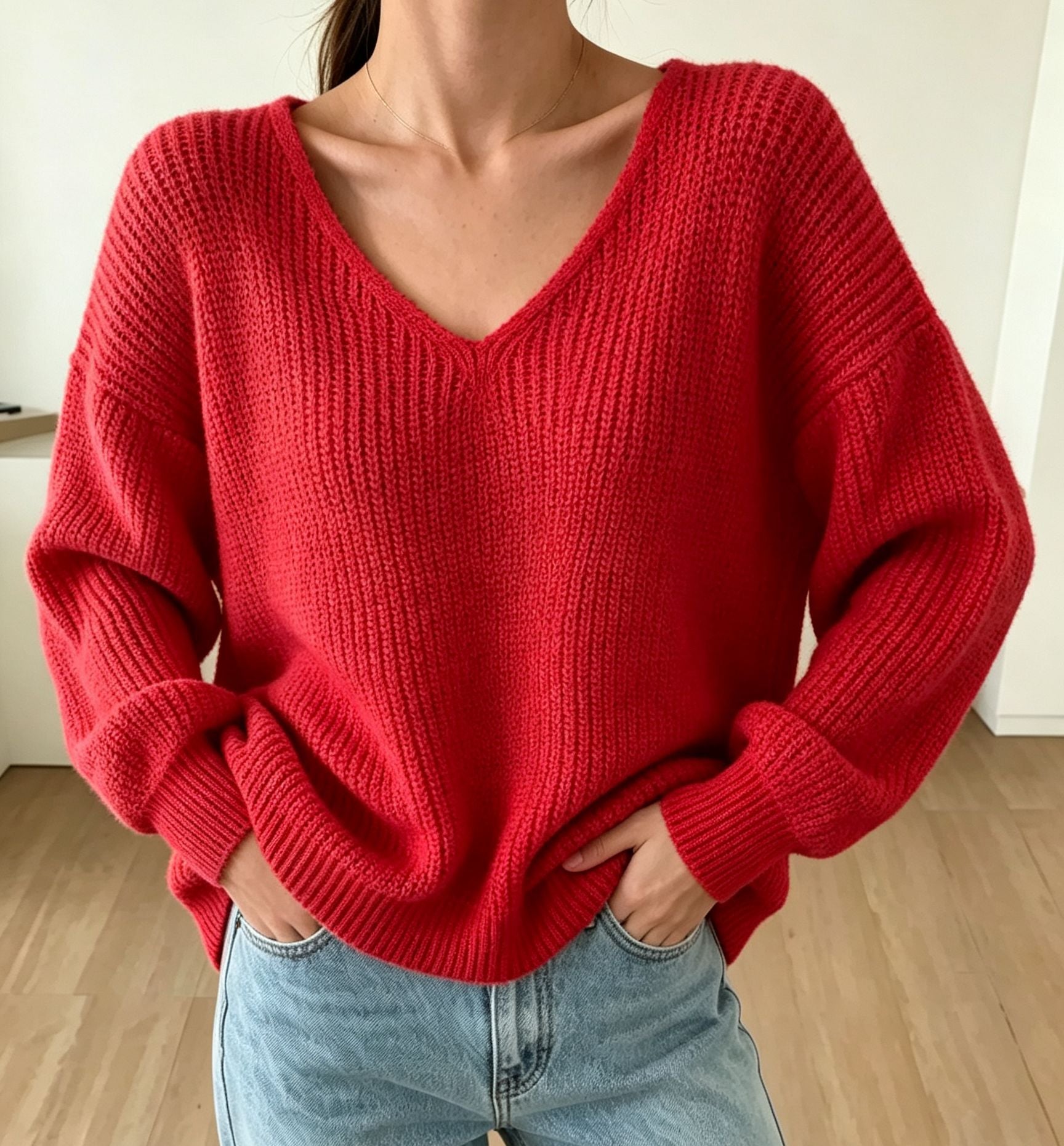 V-Neck Pullover Sweater für Damen