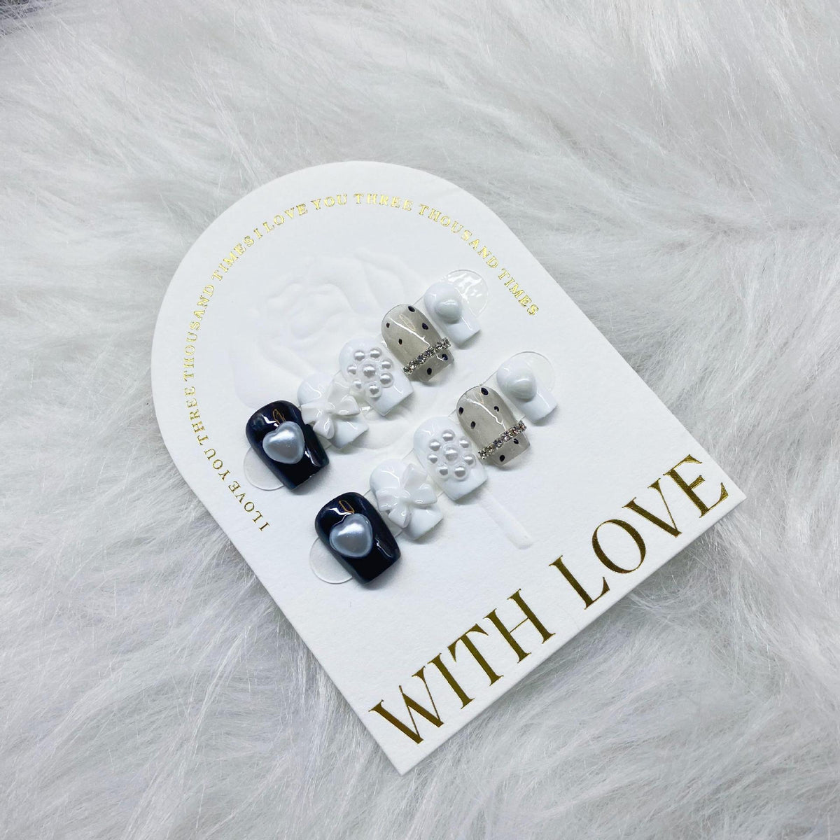 Handgemachte Nagel-Patches Schwarz-Weiss