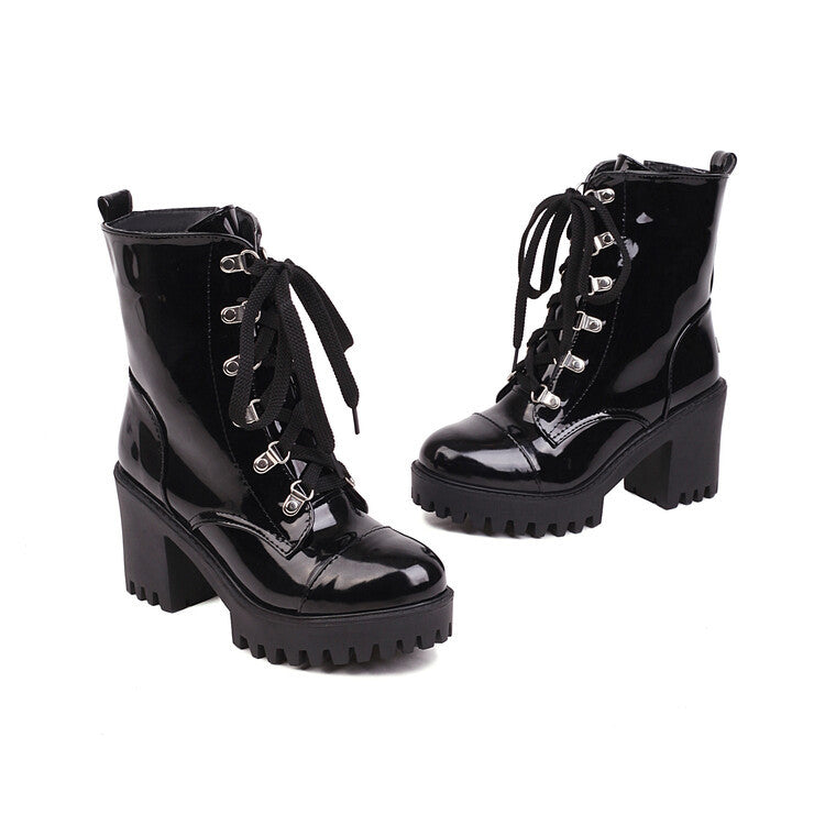 Patent-Leder Reitstiefel mit Absatz