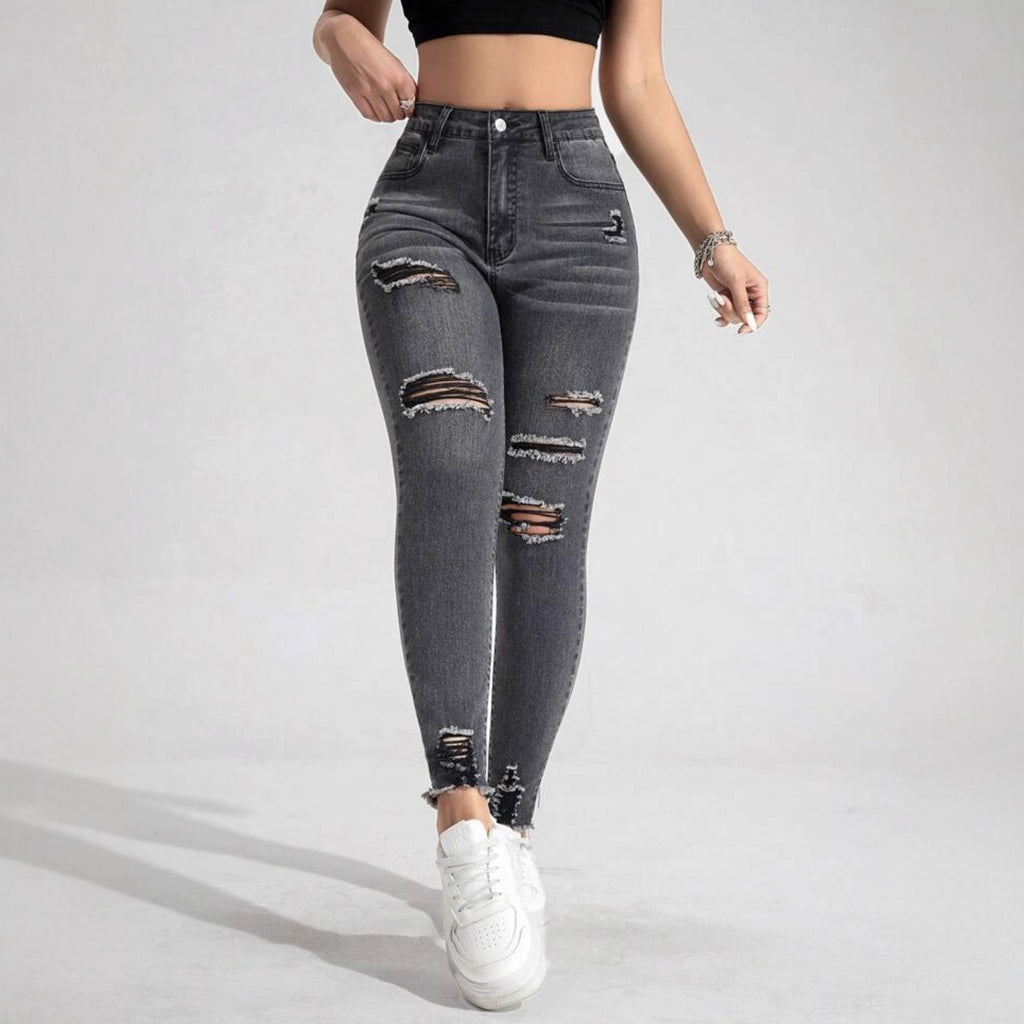 Gerissene Slim-Fit Dehnbare Damenjeans