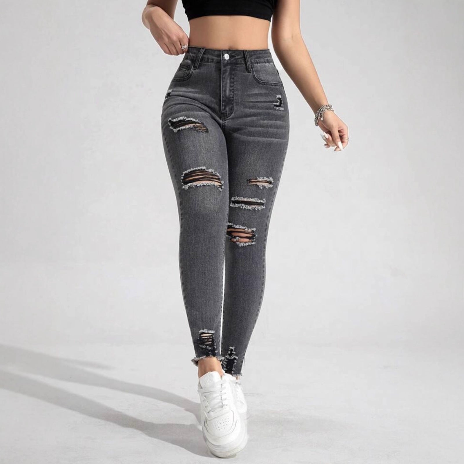 Gerissene Slim-Fit Dehnbare Damenjeans