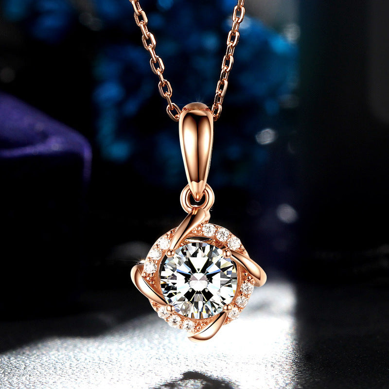 Moissanite Halskette mit Twist-Anhänger