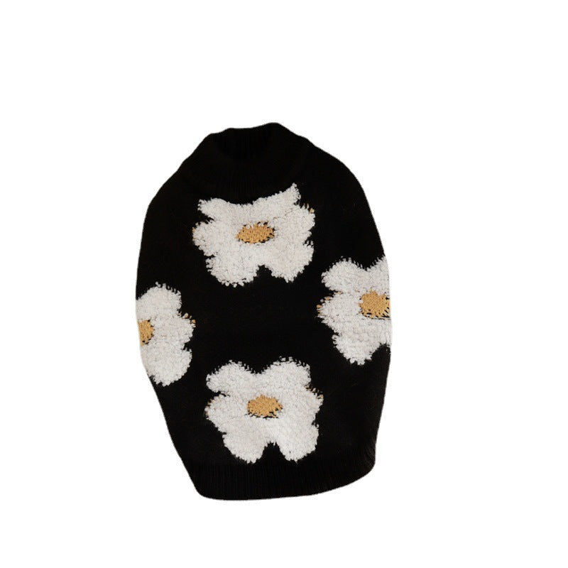 Warmer Haustierpullover mit Blumenmuster | LuxeStyle
