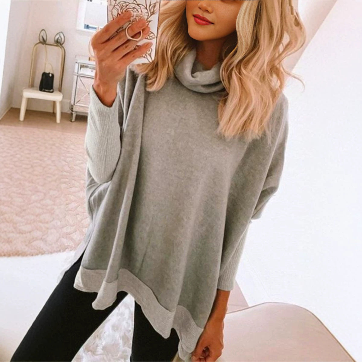 Strickpullover mit Stehkragen für Damen
