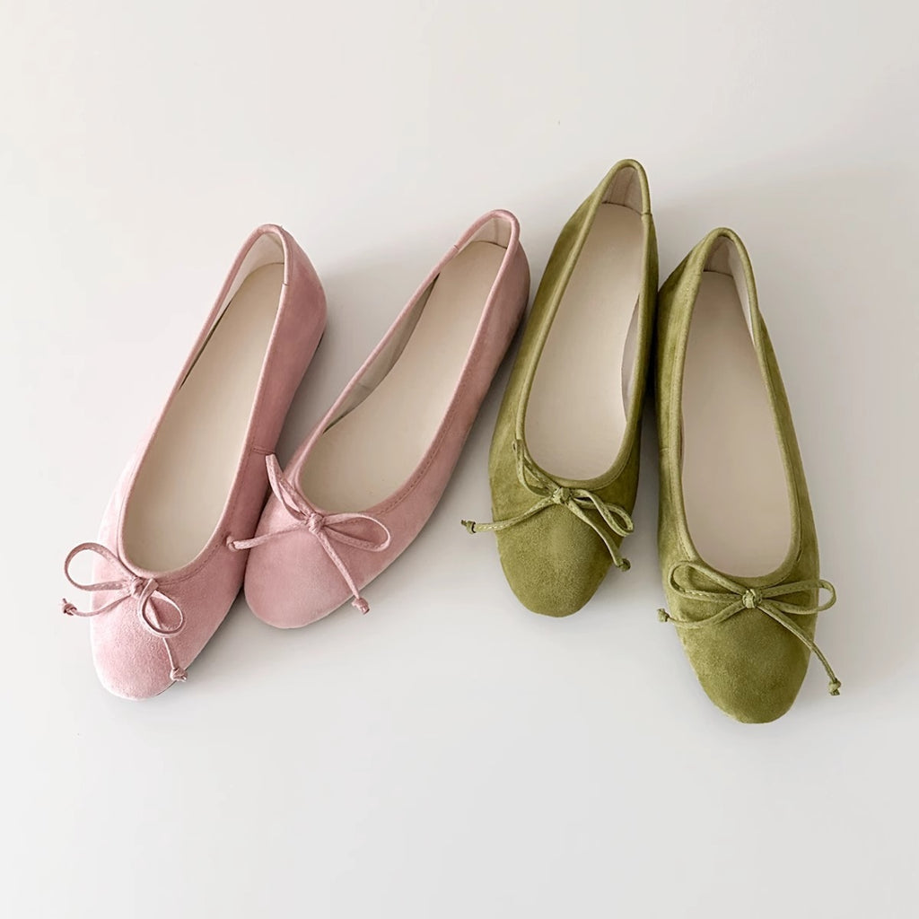 Sheepskin French Bow Gentle Ballet Flats