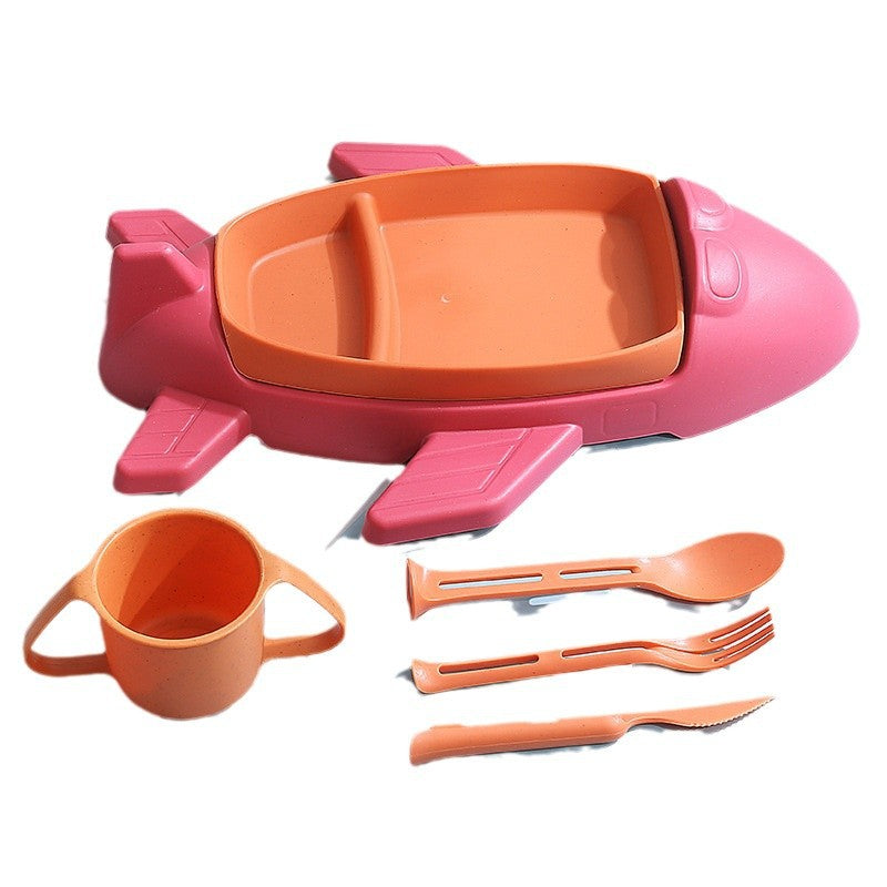 6-teiliges Kinder-Geschirr-Set in Flugzeug-Design