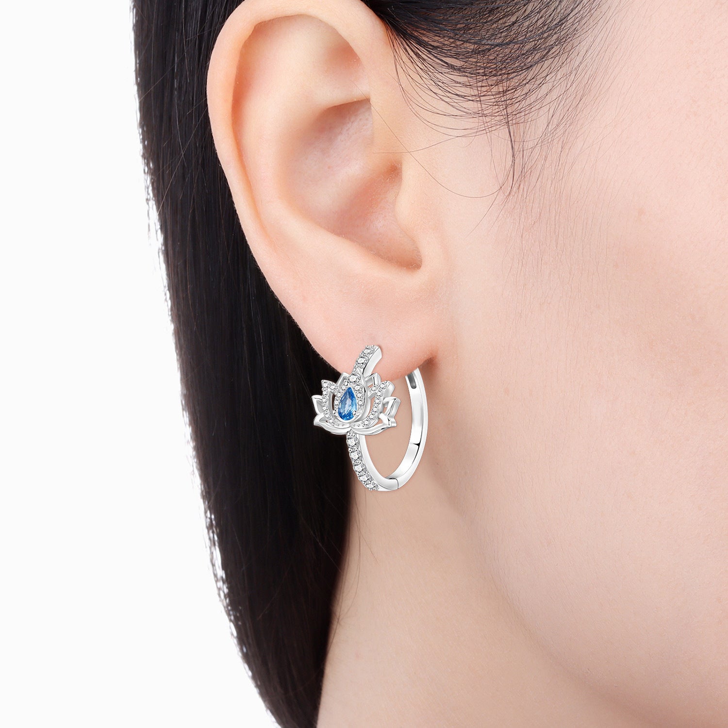Ohrringe «Blue Lotus» mit Zirkonia-Einlage