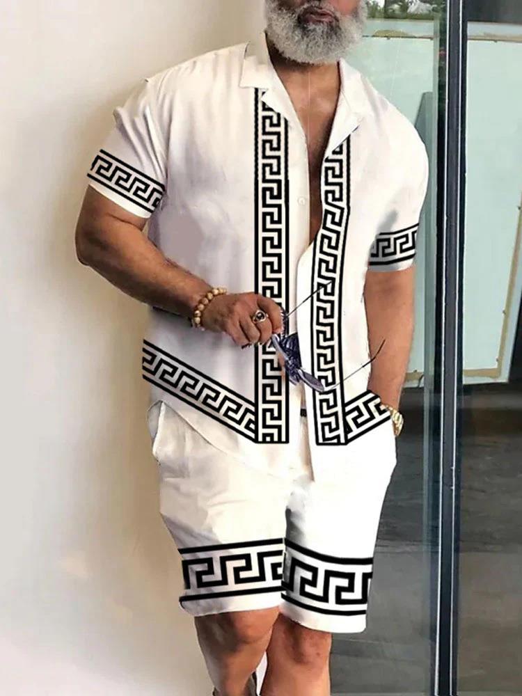 Polo-Hemd mit 3D-Print und Shorts-Set – Bild 5 | LuxeStyle