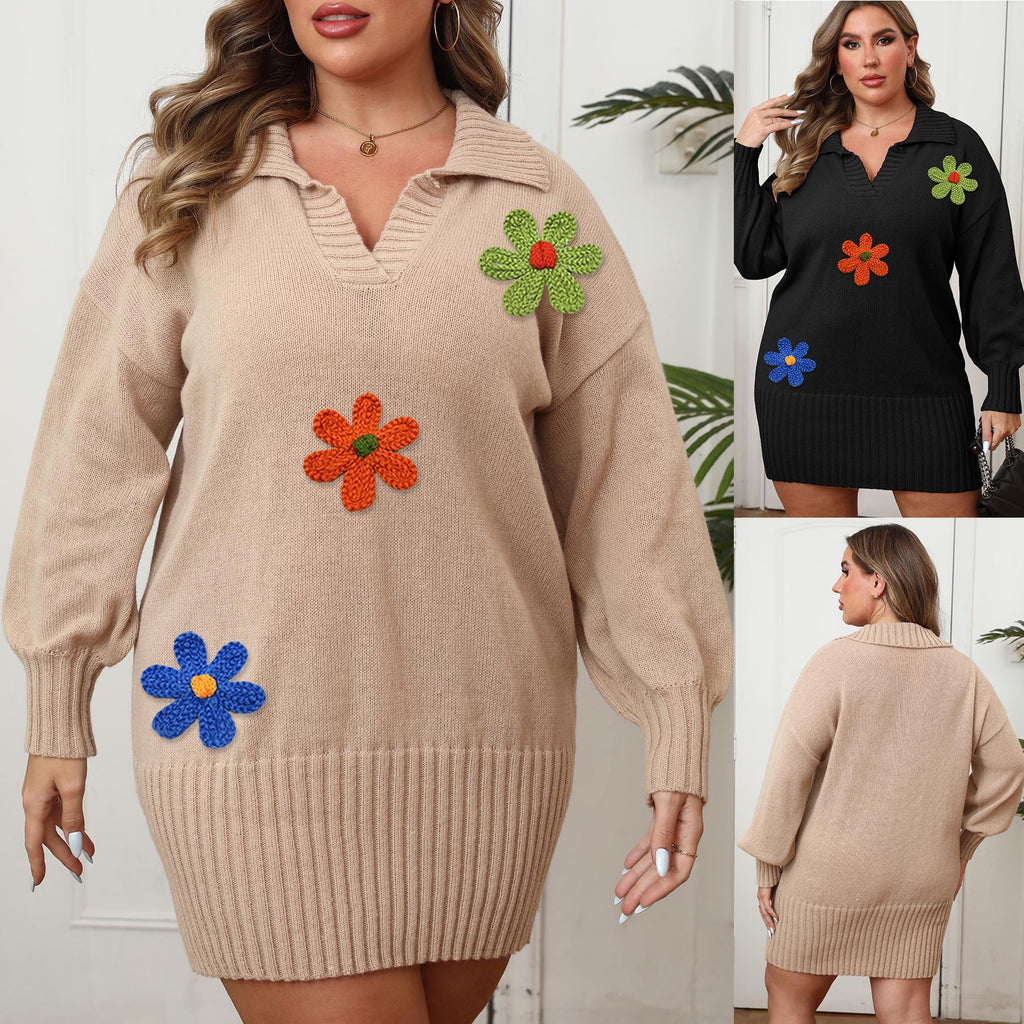 Polo-Rollkragen Bodycon Strickkleid