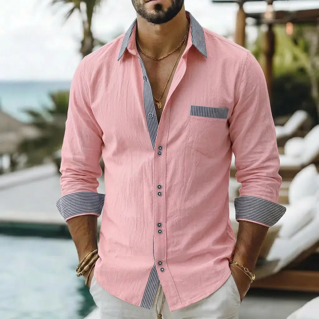 Herren Langarmhemd gestreift mit Doppelschnalle – Bild 3 | LuxeStyle