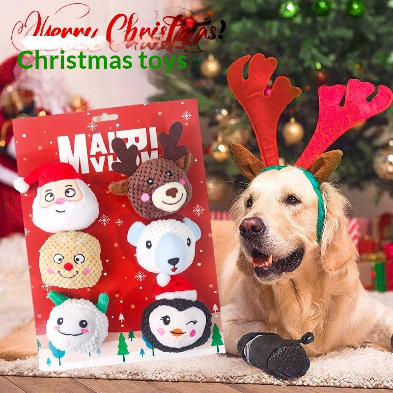 Weihnachts-Hundespielzeug-Set mit Sound (6-teilig)
