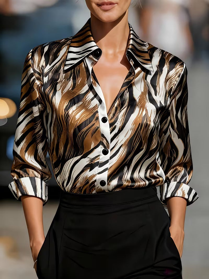 Damen Satin Hemd mit Tiermuster – Bild 12 | LuxeStyle