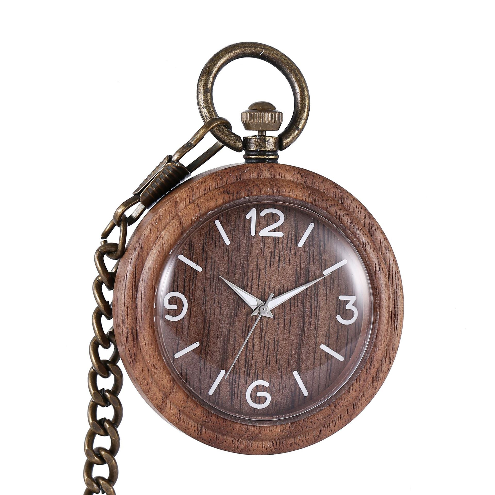 Holz-Taschenuhr mit rauer Kette