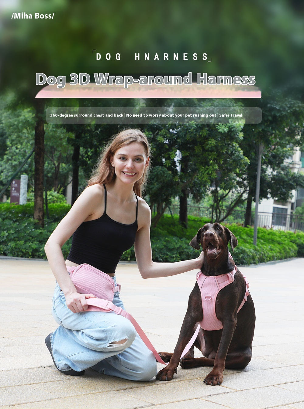 Hundegeschirr-Set aus Cord, Rosa – Bild 7 | LuxeStyle