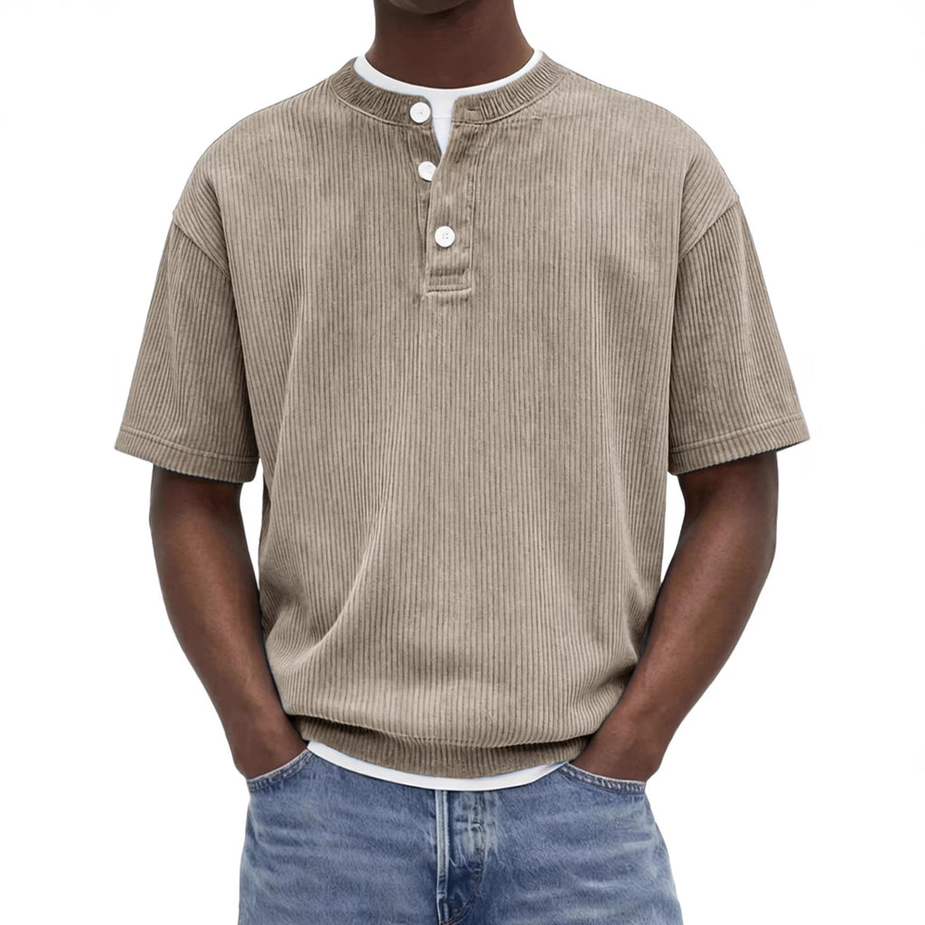 Herren-Strickshirt «Riviera» – Cord-Kurzarm
