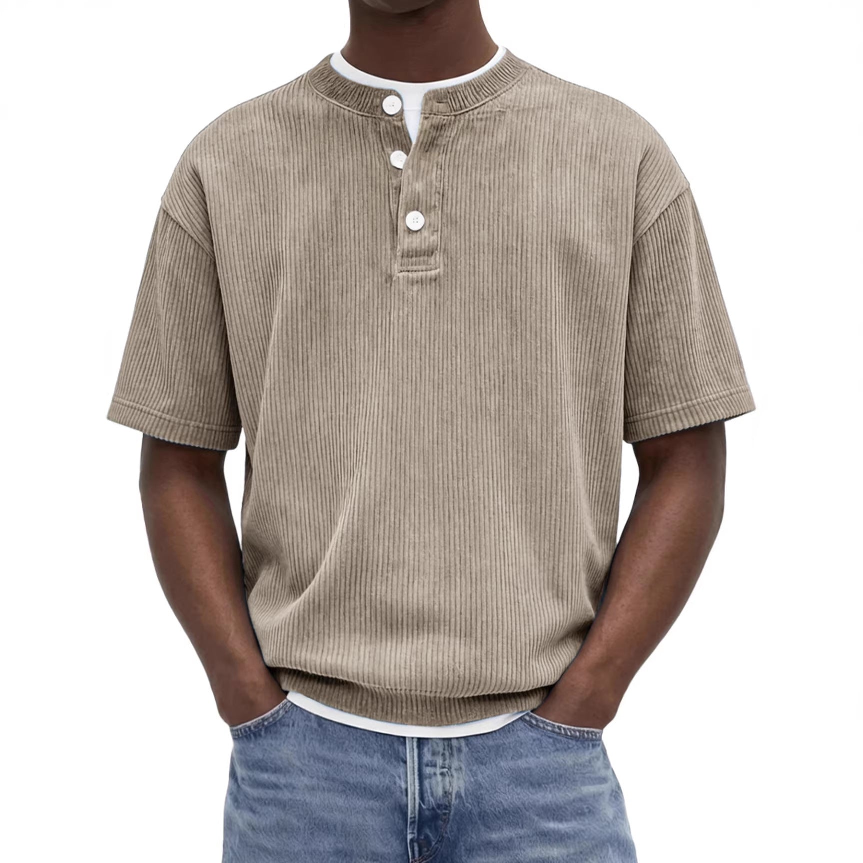 Herren-Strickshirt «Riviera» – Cord-Kurzarm