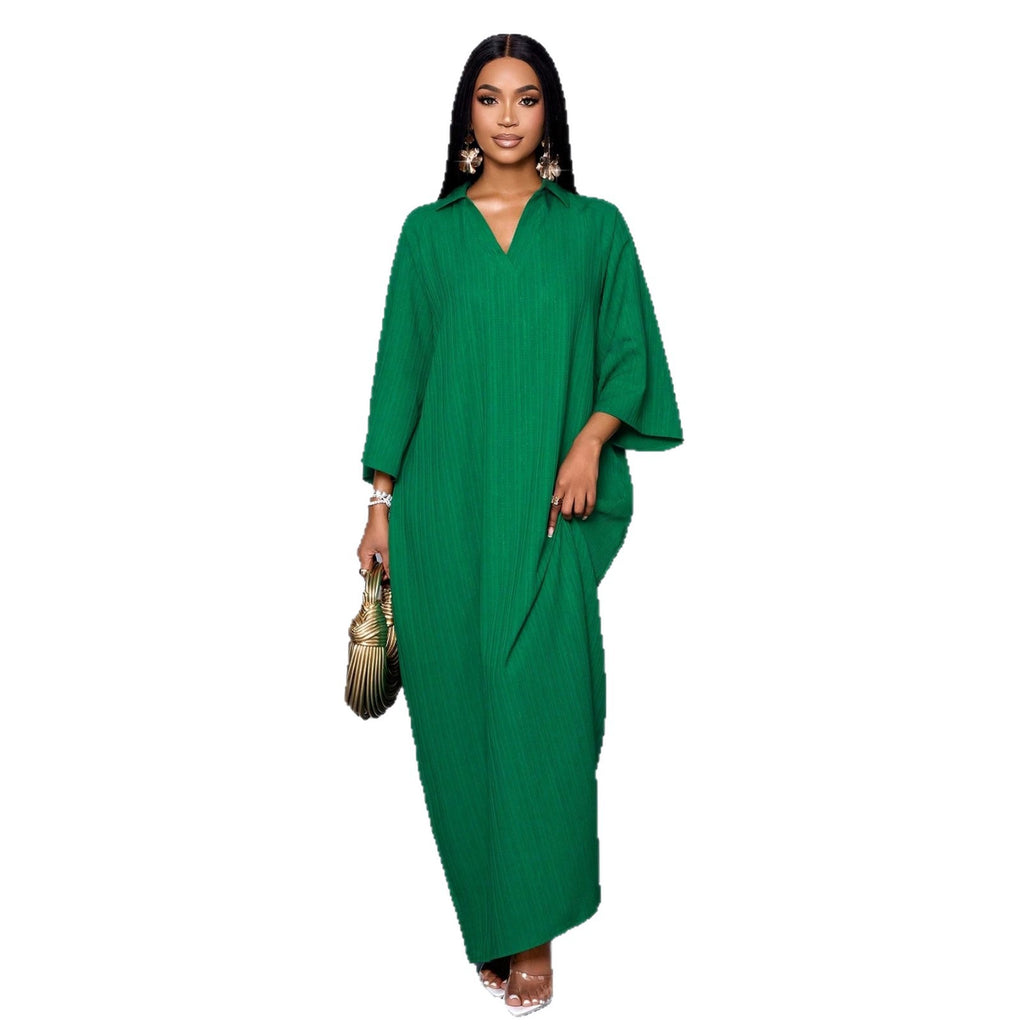 Drapiertes V-Neck Kleid mit Textur
