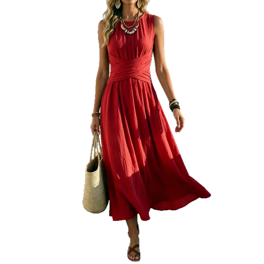Ärmelloses Sommerkleid mit Wickelkragen