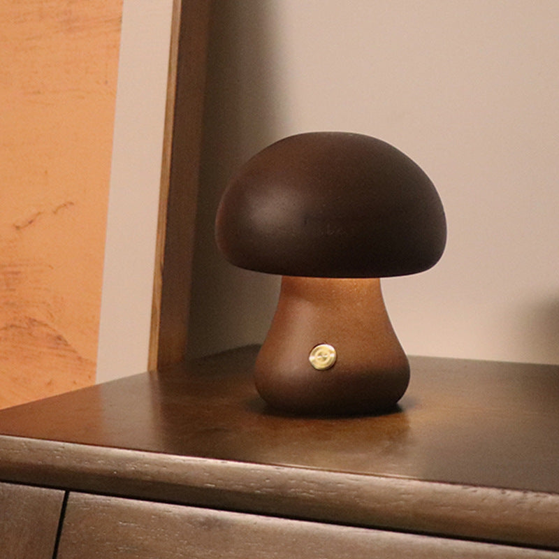 Holz-Pilz Nachtlicht mit Touch-Schalter