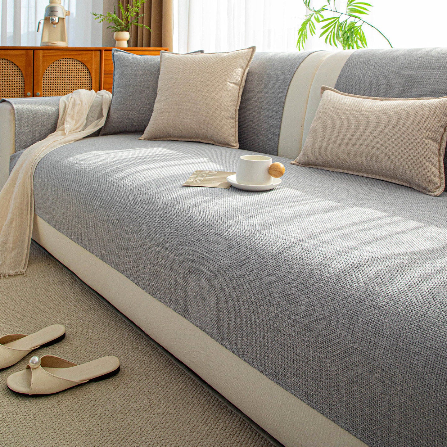 Sofa-Kissen im japanischen Stil aus Baumwoll-Leinen-Mix – Ansicht 2
