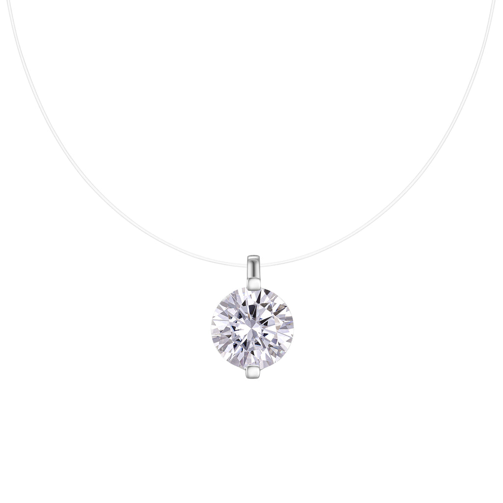 Moissanite Solitaire Halskette, Platinbeschichtet