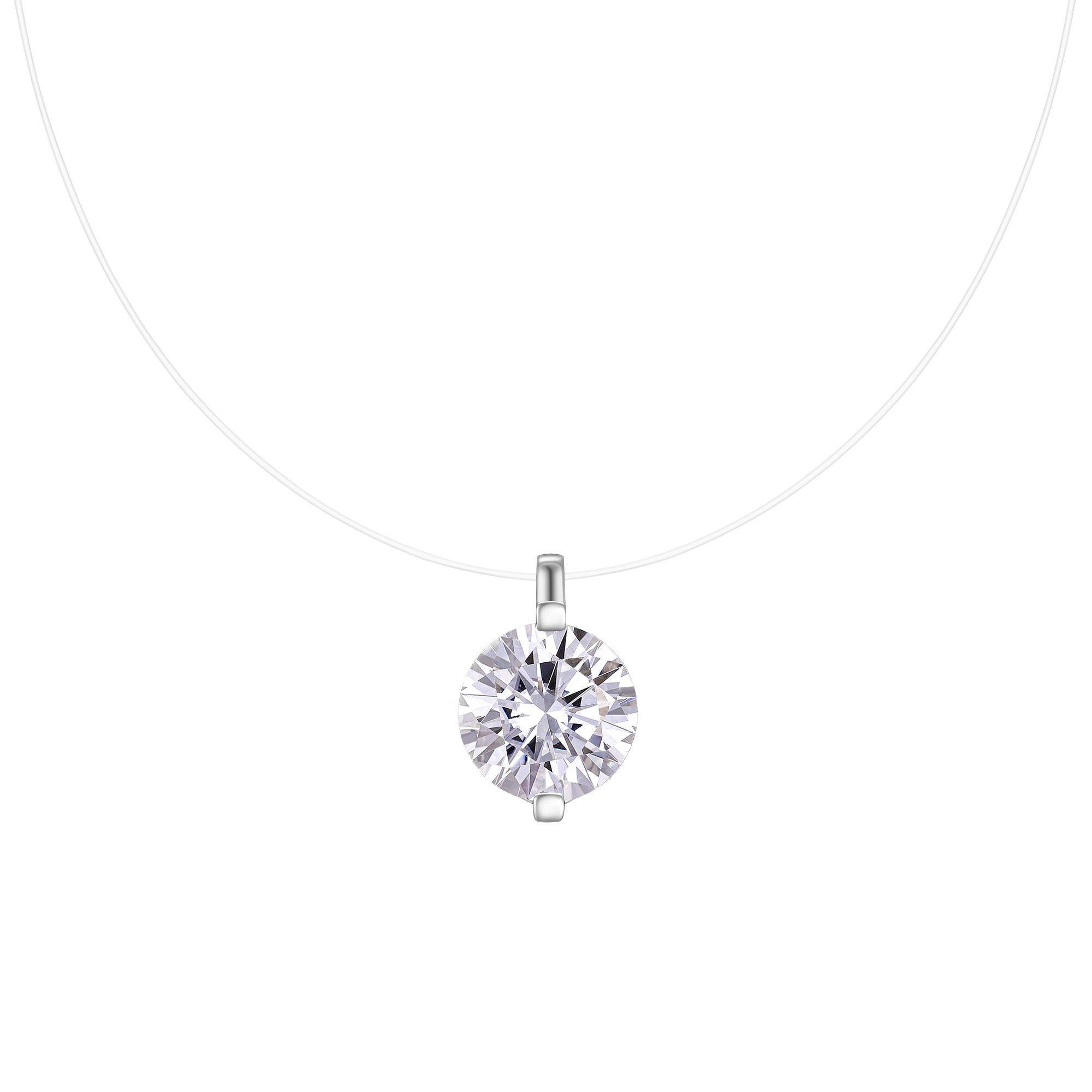 Moissanite Solitaire Halskette, Platinbeschichtet