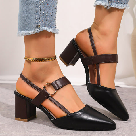 Sandalen mit spitzer Zehenpartie und Blockabsatz – Bild 7 | LuxeStyle