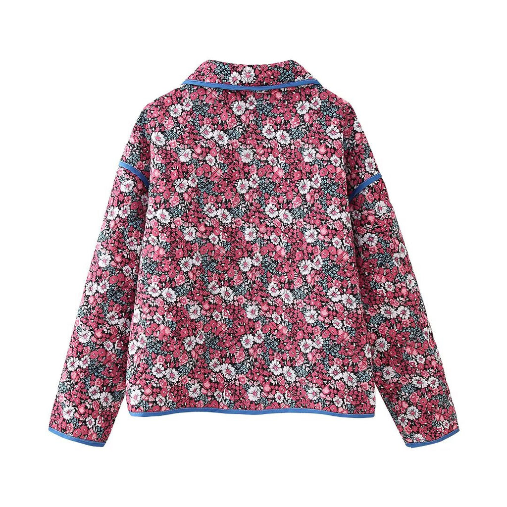 Gefütterte Damenjacke mit Blumenmuster