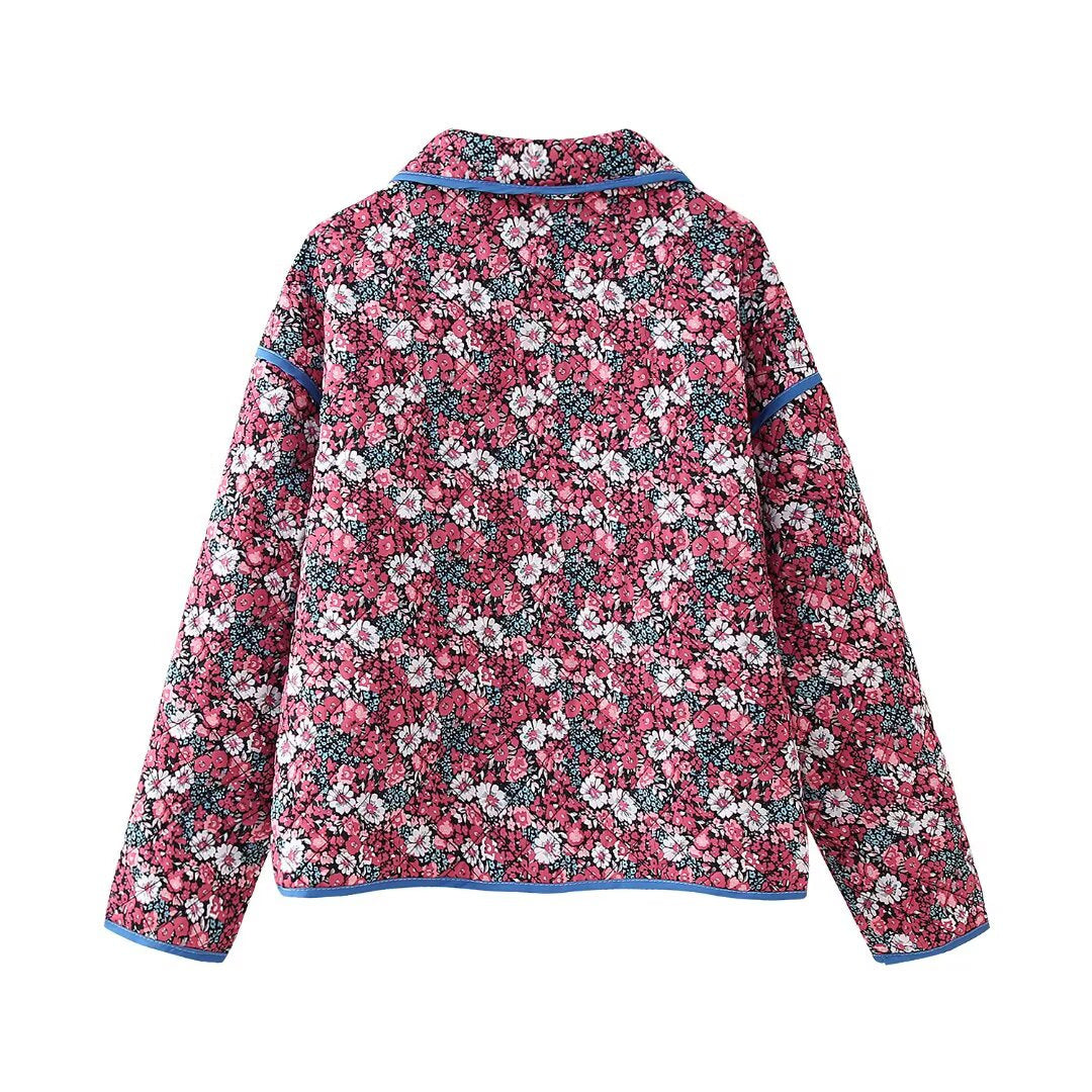 Gefütterte Damenjacke mit Blumenmuster