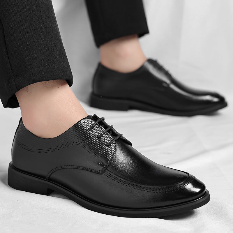 Schwarze Leder-Schnürschuhe für Herren