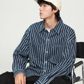 Retro Waschtes gestreiftes Langarm-Denim-Shirt – Bild 8 | LuxeStyle