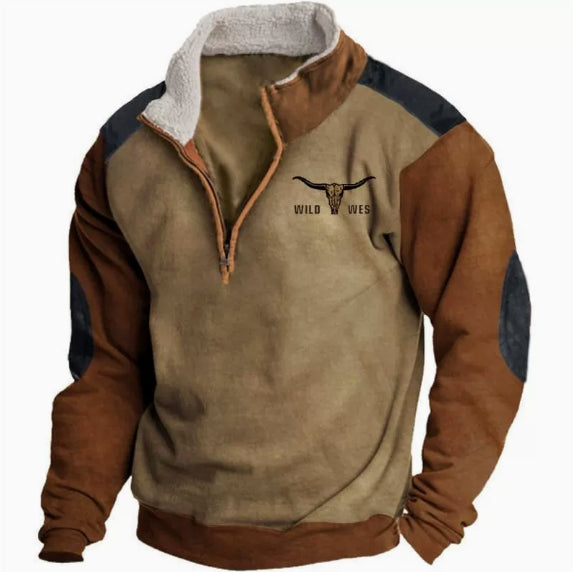 Langarm-Hoodie mit Rundhalsausschnitt, Halbzipper, Fleece-Einlage – Bild 3 | LuxeStyle