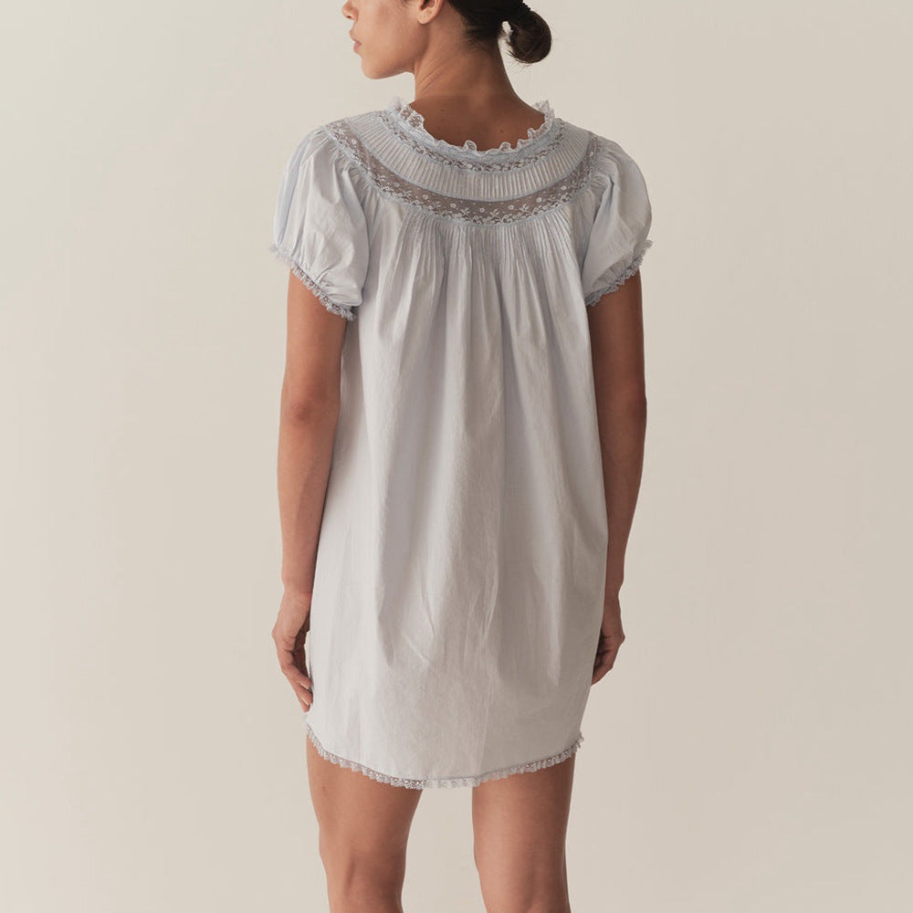 Sommerneuankunft Rundhals-Patchworkkleid mit Lacesaum