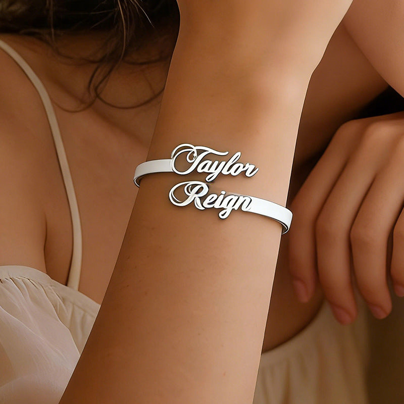 Doppelnamen-Armband aus Edelstahl