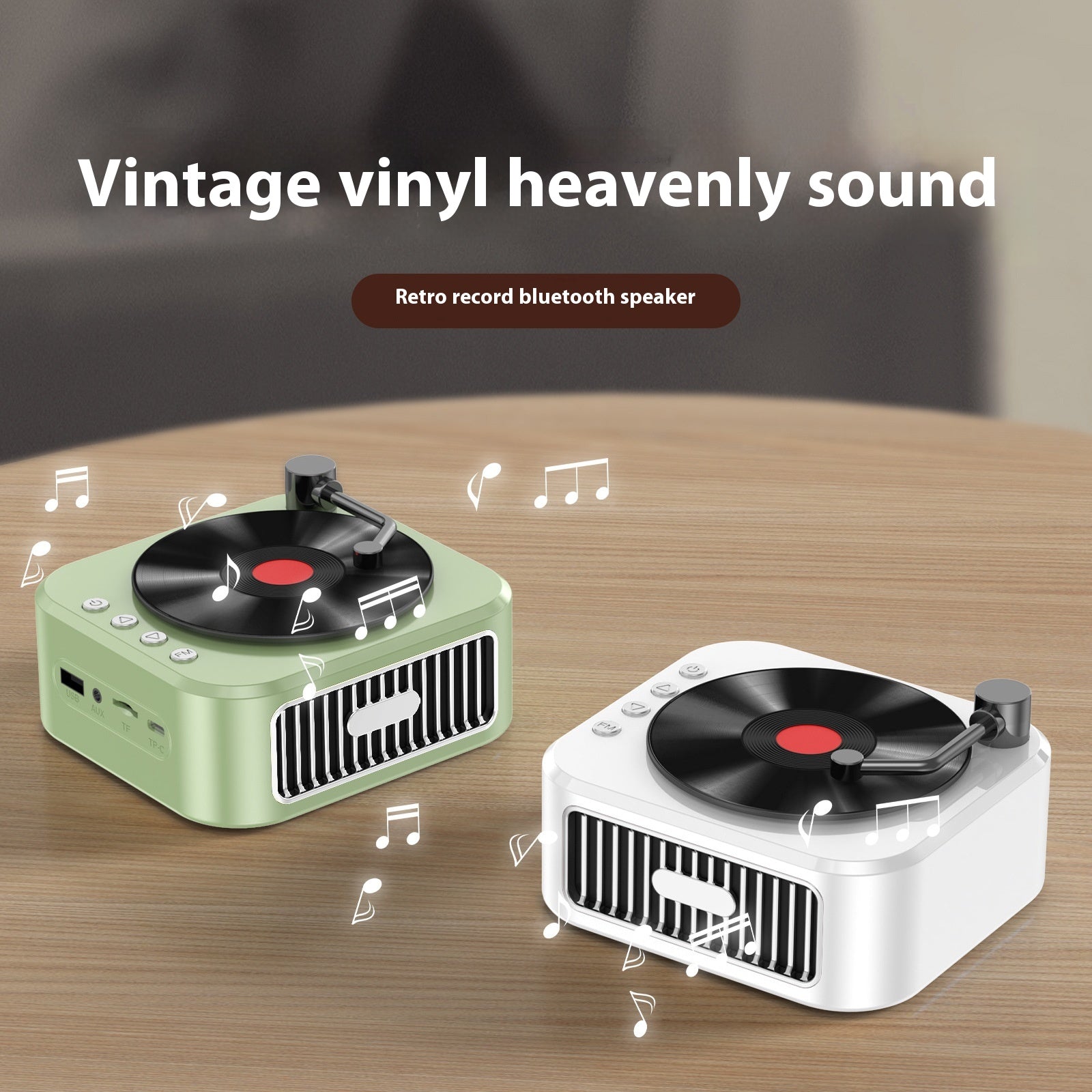 Retro Bluetooth-Lautsprecher mit Plattenspieler-Design