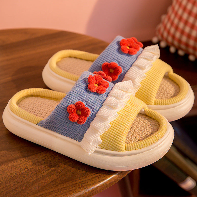 Linen Sandalen für Zuhause – offene Zehen, Bänder – Bild 9 | LuxeStyle