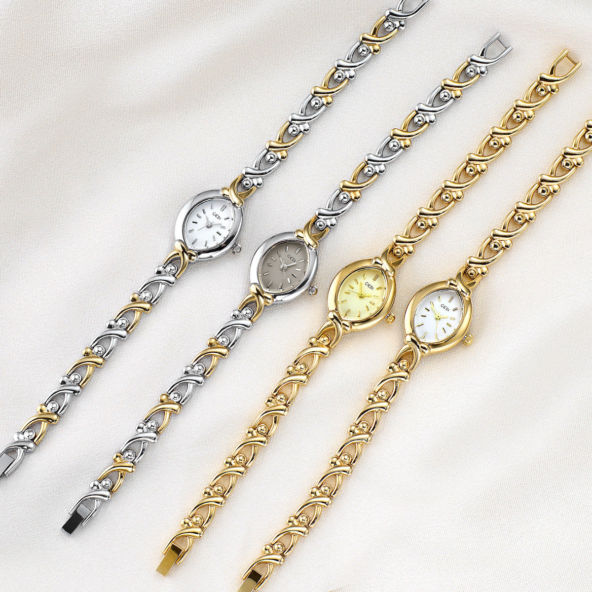 Damen-Quarzuhr – schlankes Design mit Metallband