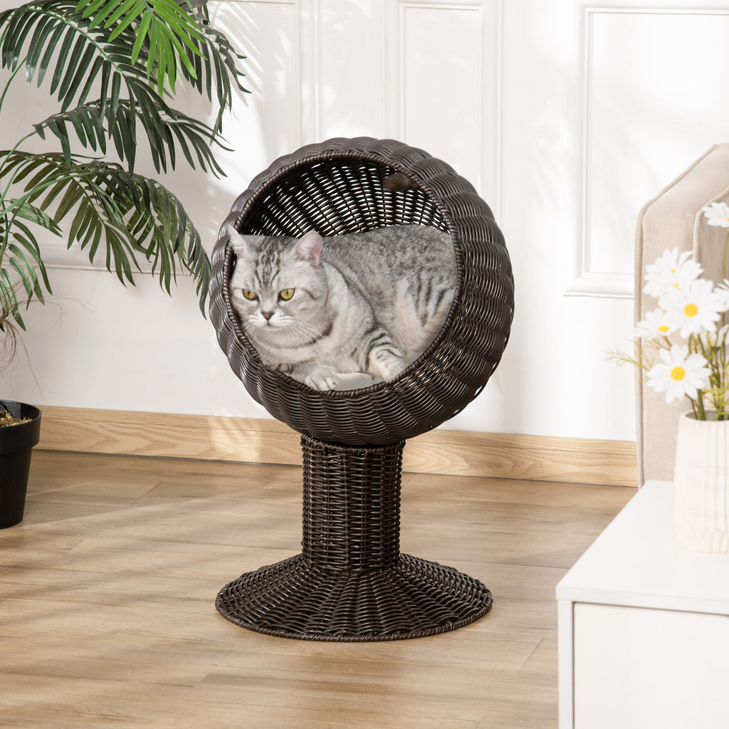 Höhenverstellbarer Rotierbarer Katzenkorb mit Dicke Polster und Naturm